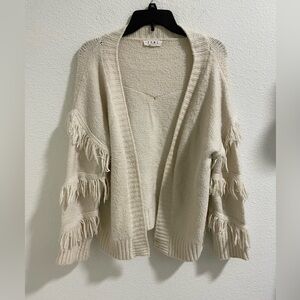 Cream Fringe Women Sweater